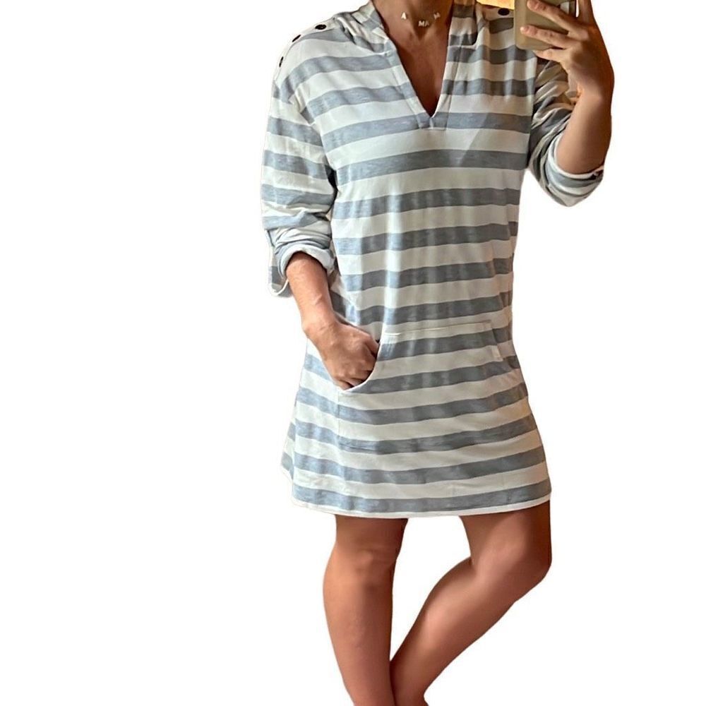 Beach Break striped swimsuit coverup